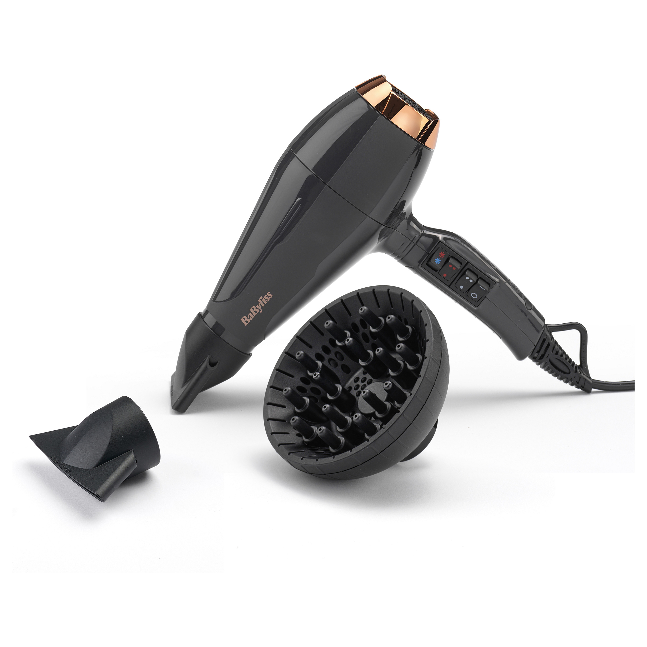 Tharëse për Flokë BaByliss 6719DE Air Pro 2200, 2200W, Motor AC, 2 Shpejtësi, 3 Temperatura, Jonizues, Difuzor - Zezë, Ari 3