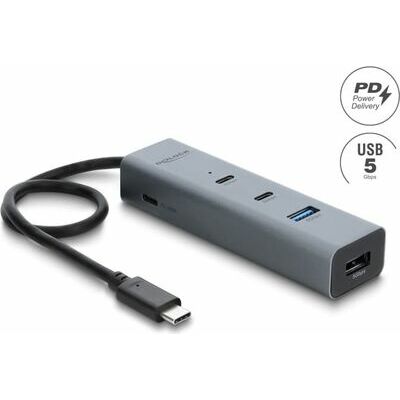 Hub USB-C DeLOCK, 2x USB-A, 2x USB-C, 5Gbps, PD 100W - Hiri
