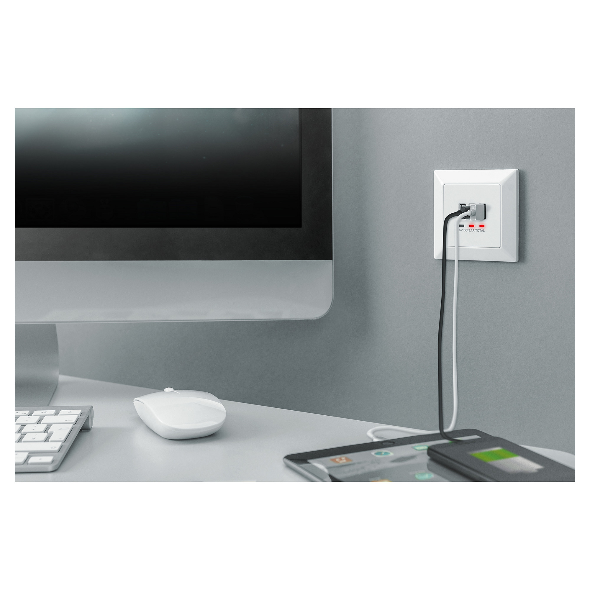 Adapter USB DIGITUS In‑Wall Charging Socket 2x USB‑A + 1x USB Type‑C - Bardhë thumbnail 5