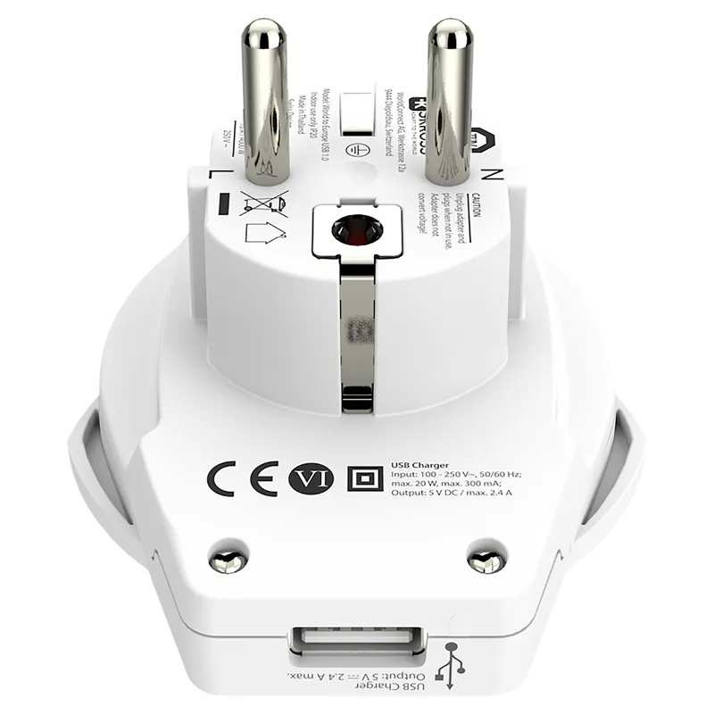 Adapter SKROSS Europe to USA USB, 1x USB-A, 100V-250V, 15A, 3750W - Bardhë 2
