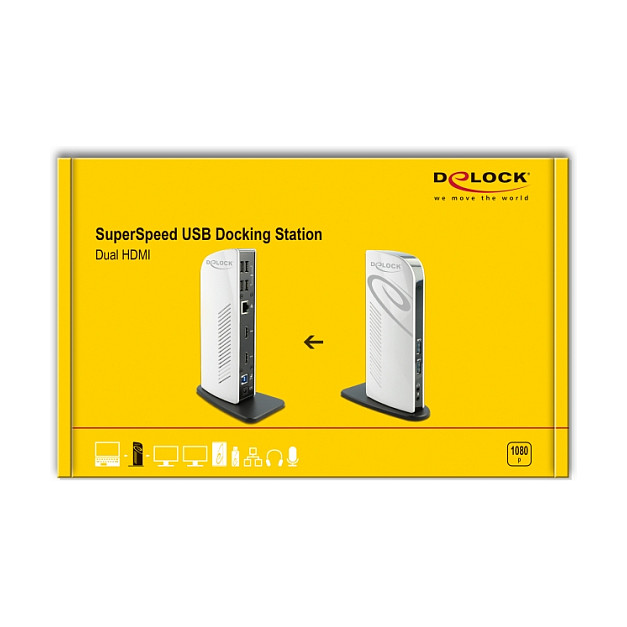 Docking Station DeLOCK / 2xHDMI / 2xUSB-A / 1xUSB-B / LAN / Audio - Bardhë thumbnail 6