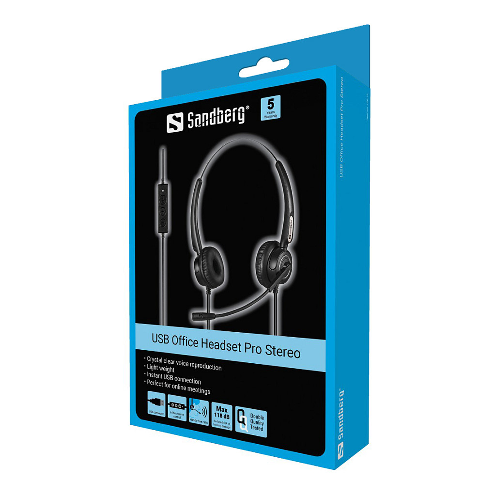 Kufje me kabllo Sandberg USB Office Headset Pro Stereo / USB-A / 30mm / Mikrofon - Zezë 2