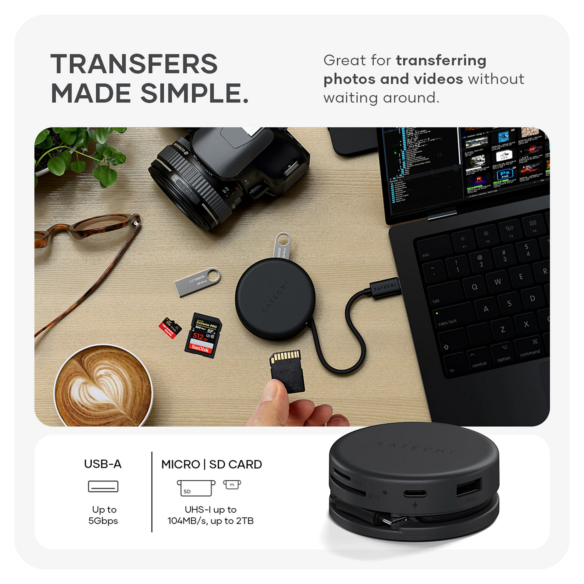 Hub Satechi OntheGo ST-POTG7C / 2x USB-A / HDMI 4K 60Hz / Gigabit Ethernet / SD & MicroSD / USB-C PD 100W – Zezë 5