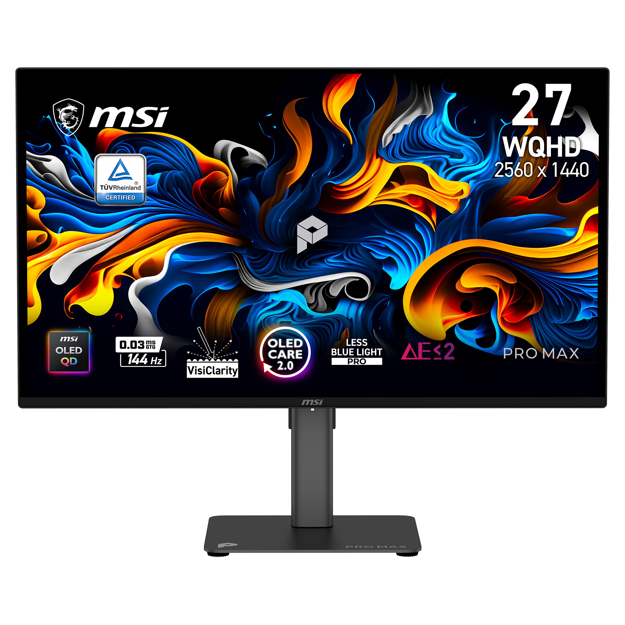 Monitor Gaming MSI PRO MAX 271QPX14G, 27", WQHD QD-OLED, 144Hz, 0.03ms, 2xHDMI+DP+USB-C - Zezë