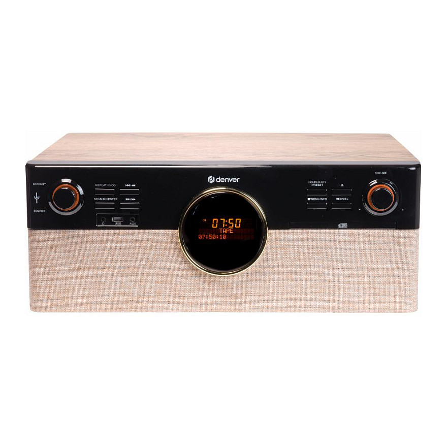 Gramafon Denver MRD-180, 3 Shpejtësi, CD, Kasetë, DAB+, FM, Bluetooth, USB - Zezë, Dru 2