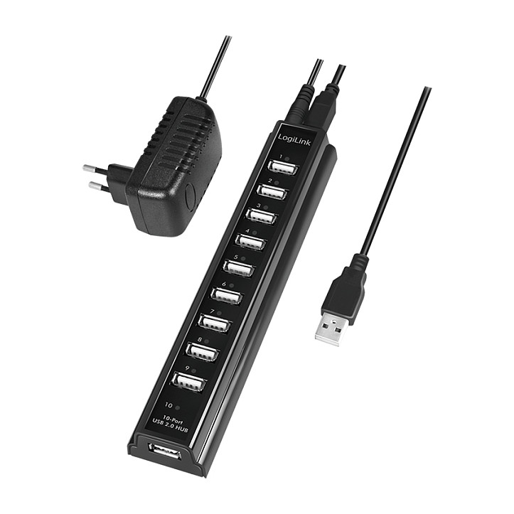 Hub LogiLink UA0096 , 10x USB-A , USB 2.0 , 480Mbps , Furnizim me Energji , 5V, 3.5A - Zezë 6