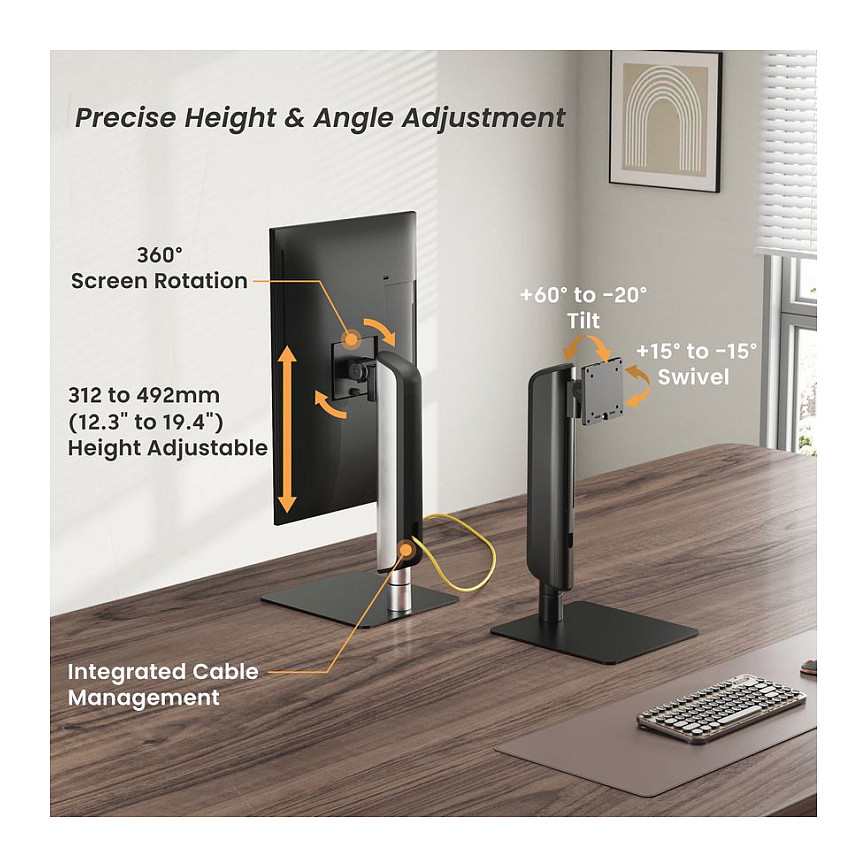 Mbajtëse për Monitor Equip 650129 , 1 Monitor , 17–49" , deri 18kg , e rregullueshme , e pjerrët , e rrotullueshme , VESA 75x75 & 100x100 - Argjend 7
