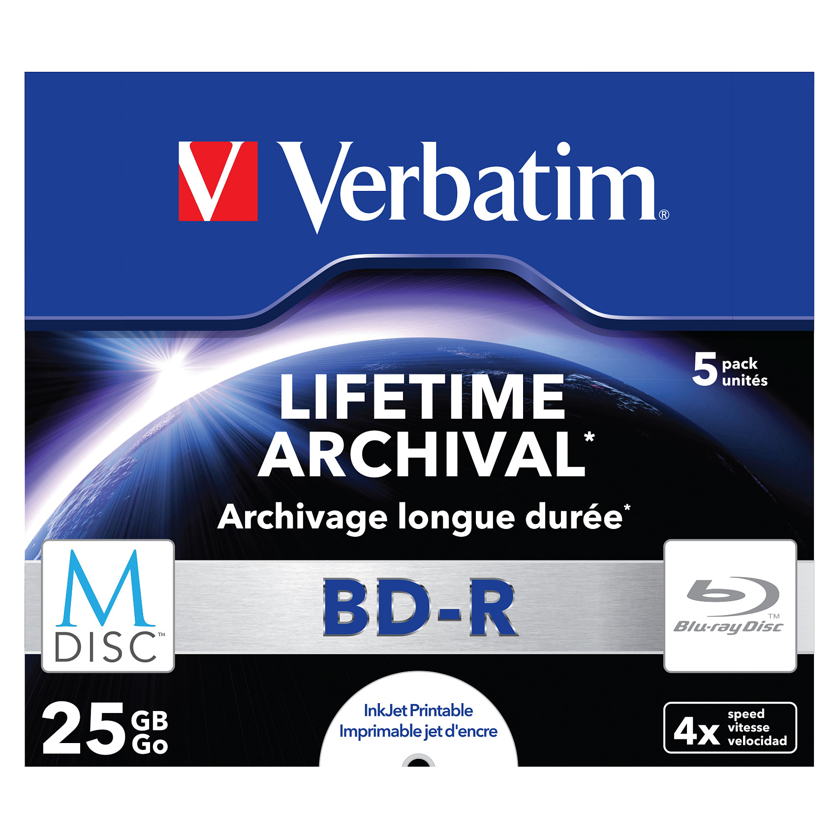 Disk Verbatim M-DISC BD-R 25GB, 4x, 5 Copë
