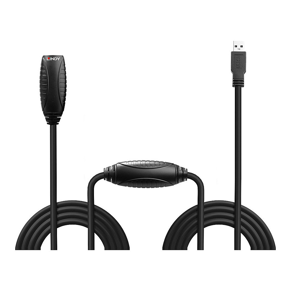 Kabllo USB LINDY 43156, USB 3.0, USB-A Mashkull në USB-A Femër, 5Gbps, 10m, Zgjatuese Aktive - Zezë 2