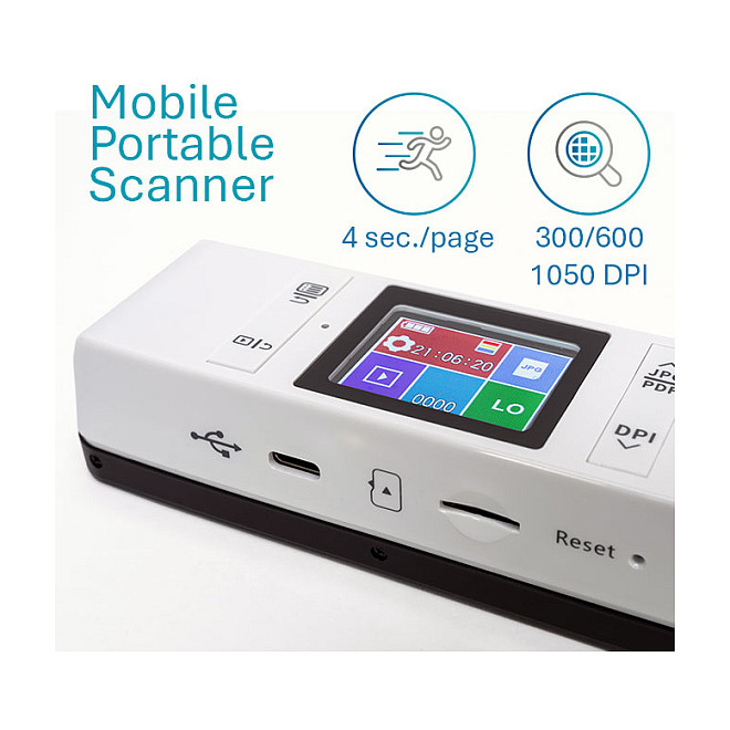 Skaner I.R.I.S. IRIScan Book 7, A4, 1050DPI, CIS, USB-C, MicroSD - Bardhë 4