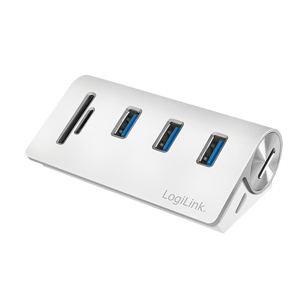 Hub USB-A LogiLink CR0045, 3x USB-A, USB 3.0, 5Gbps, Lexues Kartelash SD/microSD, alumin - Bardhë 2