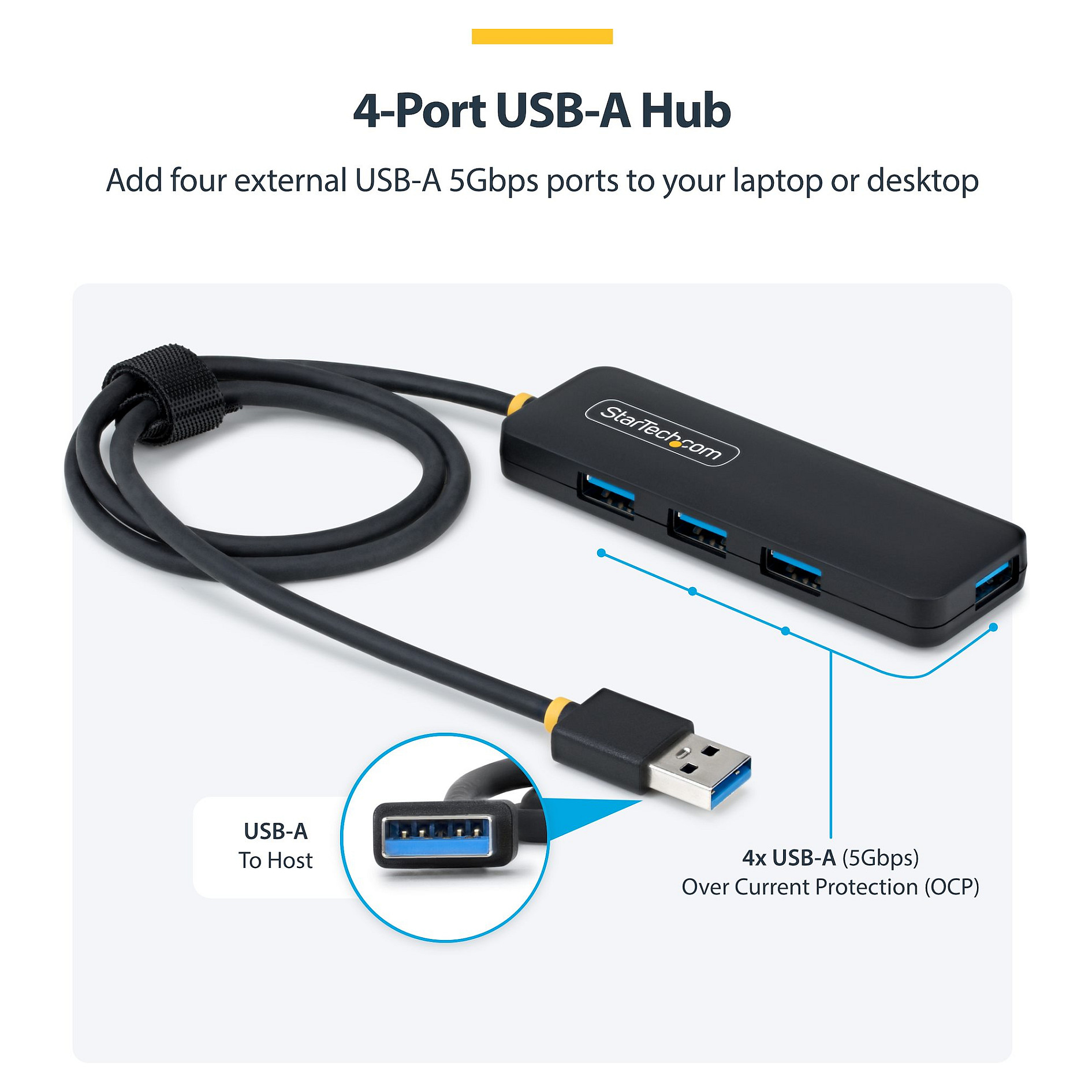 Hub USB-A StarTech.com H5A4A-USB-HUB-2, 4× USB-A 5Gbps - Zezë 3