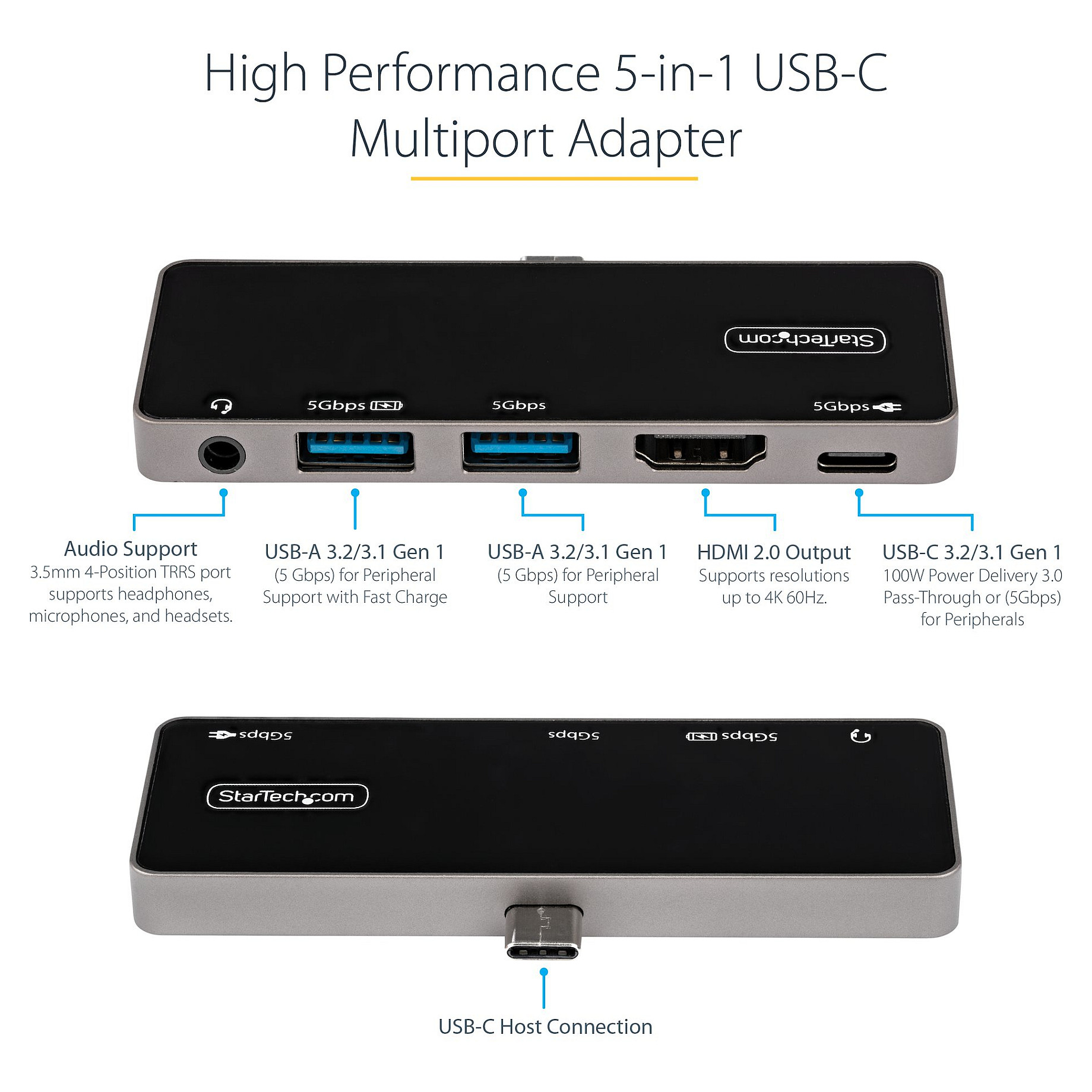 Docking Station StarTech Multiport Adapter / 4K / 2xUSB-A / 1xUSB-C / 1xHDMI - Zezë thumbnail 6