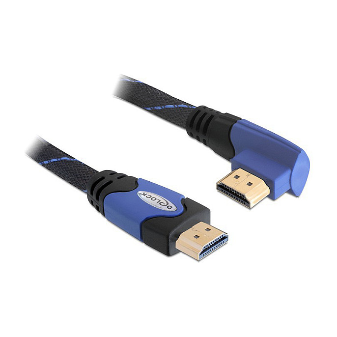 Kabllo HDMI DELOCK / HDMI-A Plug → HDMI-A Socket / Left-Angled / 2m - Blu