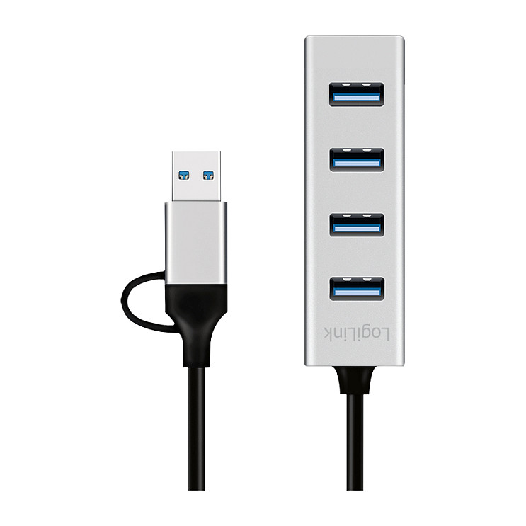 Hub USB-A LogiLink UA0455, 4x USB-A, USB 3.0, 5Gbps, USB-A/USB-C, alumin - Hiri 2