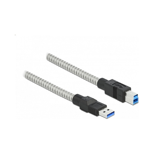 Kabllo USB DeLOCK 86778, USB-A në USB-B, 1 m, USB 3.2 Gen 1, 5 Gbps, mbështjellës metalik - Gri 2