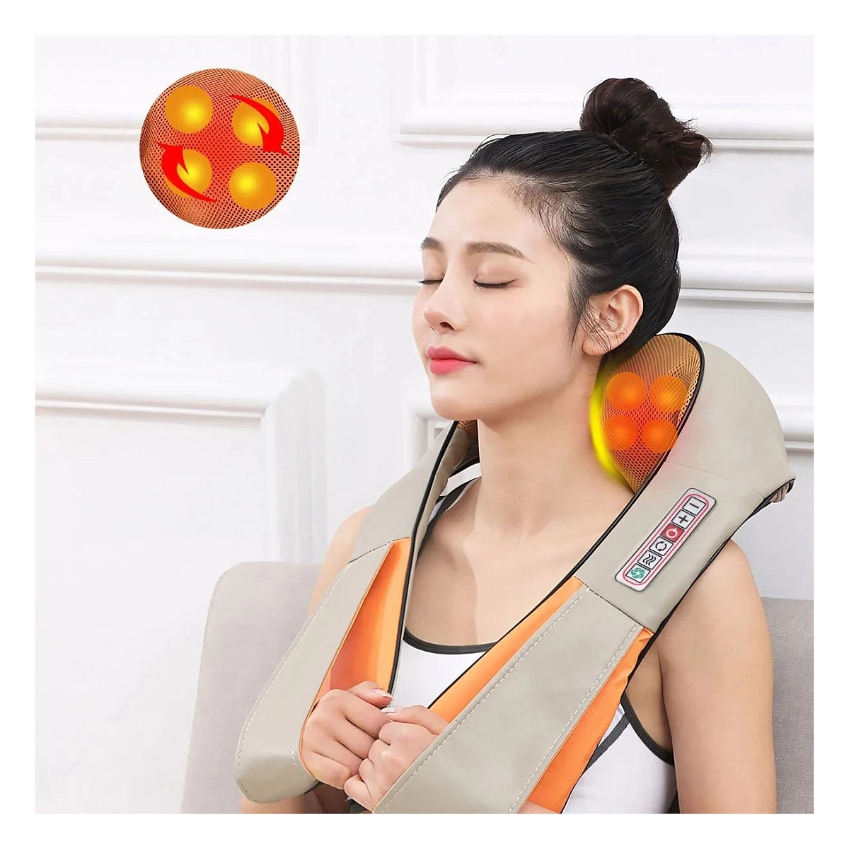 Masazhues për Qafë Extralink Smart Life MSG-05-NECK, 3 Nivele Intensiteti, Funksion Ngrohjeje, 30 W, AC/DC - Kafe , Krem , Portokalli 5