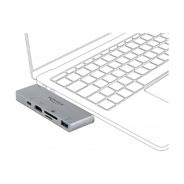 Docking Station për MacBook DeLOCK / 1xUSB‑C / 1xUSB-A / 1xHDMI / Card Reader - Gri thumbnail 3