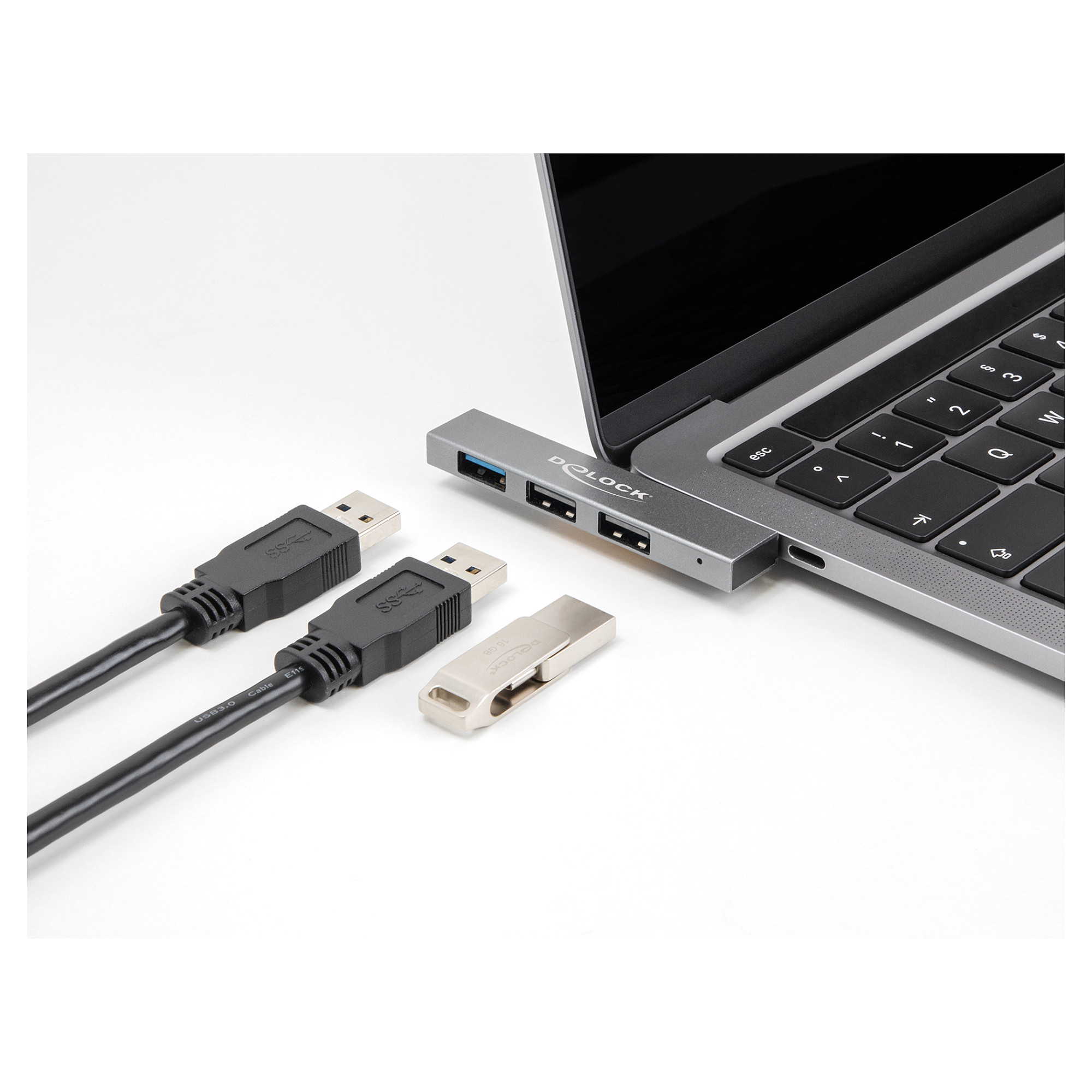 Hub USB DeLOCK 64274 / USB Type-C / 3 Porta / 1× USB 10 Gbps + 2× USB 2.0 - Gri 3