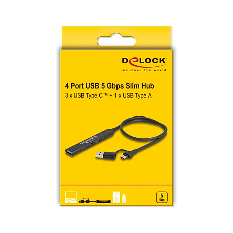 Hub USB DeLOCK 64272 / 4 Porta / 3× USB-C + 1× USB-A / 5 Gbps / 0.5 m - Zezë 4