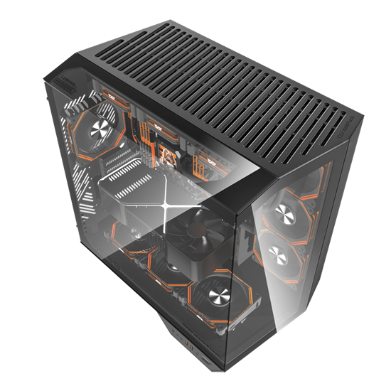 Kasë Darkflash DY470 / ATX Mid-Tower / Panoramic 3-Sided Glass / 4x120mm ARGB / USB Type-C – Zezë 4