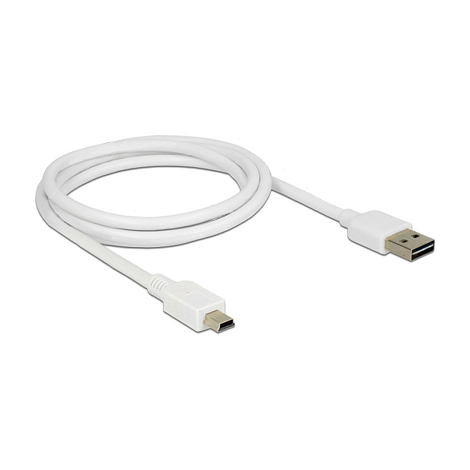 Kabllo USB DeLOCK 85157, USB-A Mashkull EASY-USB në USB Mini-B Mashkull, 1 m, USB 2.0, 480 Mbps – Bardhë 2