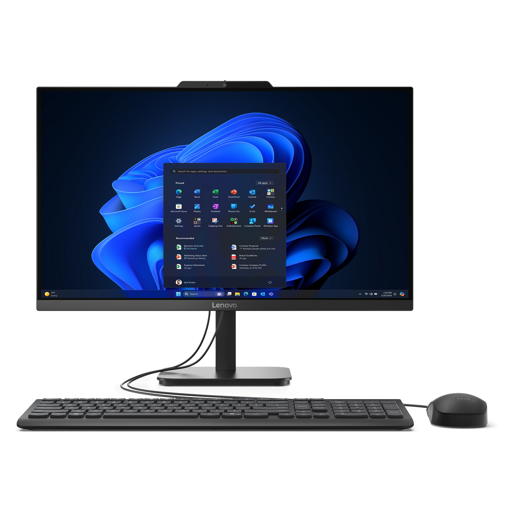 AIO Lenovo ThinkCentre V100, Intel N100, 16GB DDR5, 512GB, 23.8" FHD IPS, Intel UHD Graphics, Tastierë & Maus - Zezë