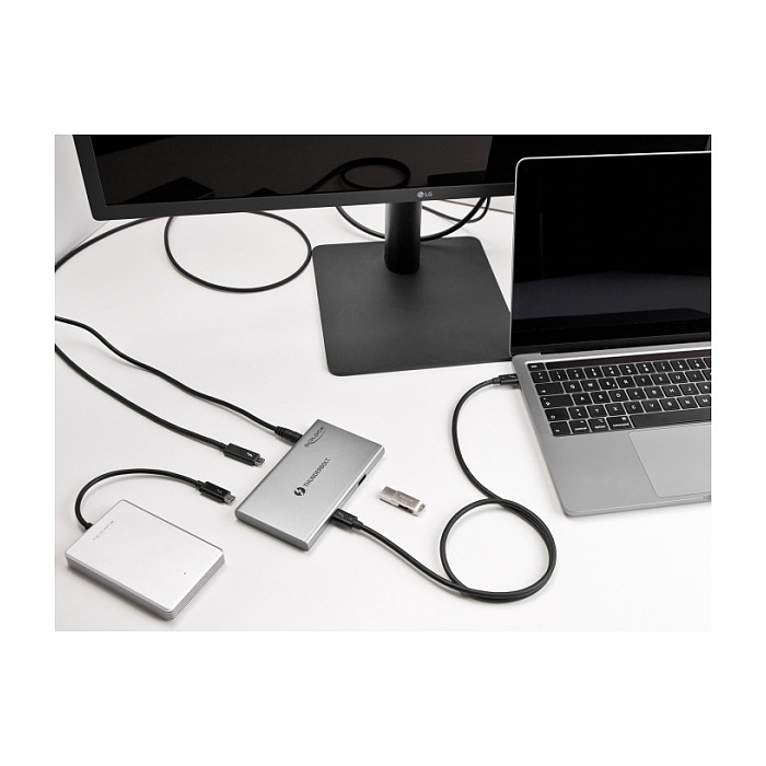 Hub Thunderbolt 4 DeLOCK 64157 / 3x Thunderbolt 4 + 1x USB-A / 40 Gbit/s / 8K / Power Delivery 85W / 80 cm - Gri 2