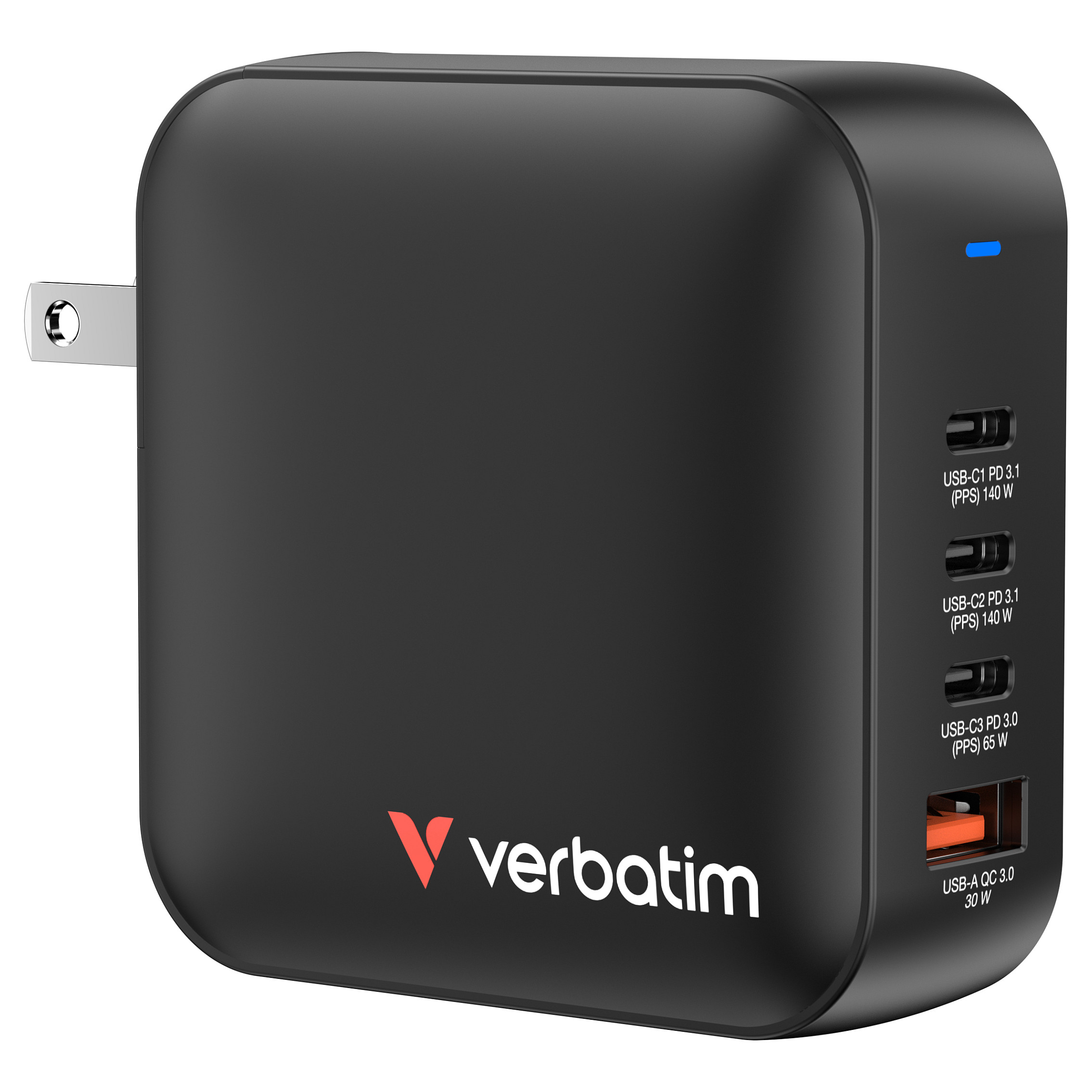 Adapter Universal për Udhëtime Verbatim Charge 'n' Travel 100W GaN III, USB-C, 2 x USB-C, 2 x USB-A, Kabllo USB-C e Integruar - Zezë 7