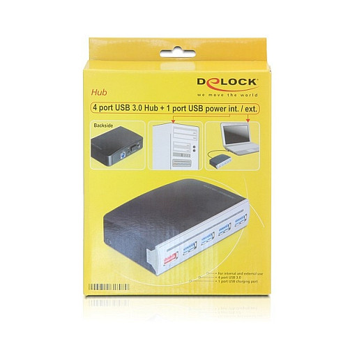 Hub DeLOCK 61898, 4x USB-A 5Gbps, USB-A Karikim 2A, USB-B, Furnizim 5V 3A, 3.5″ - Zezë 2