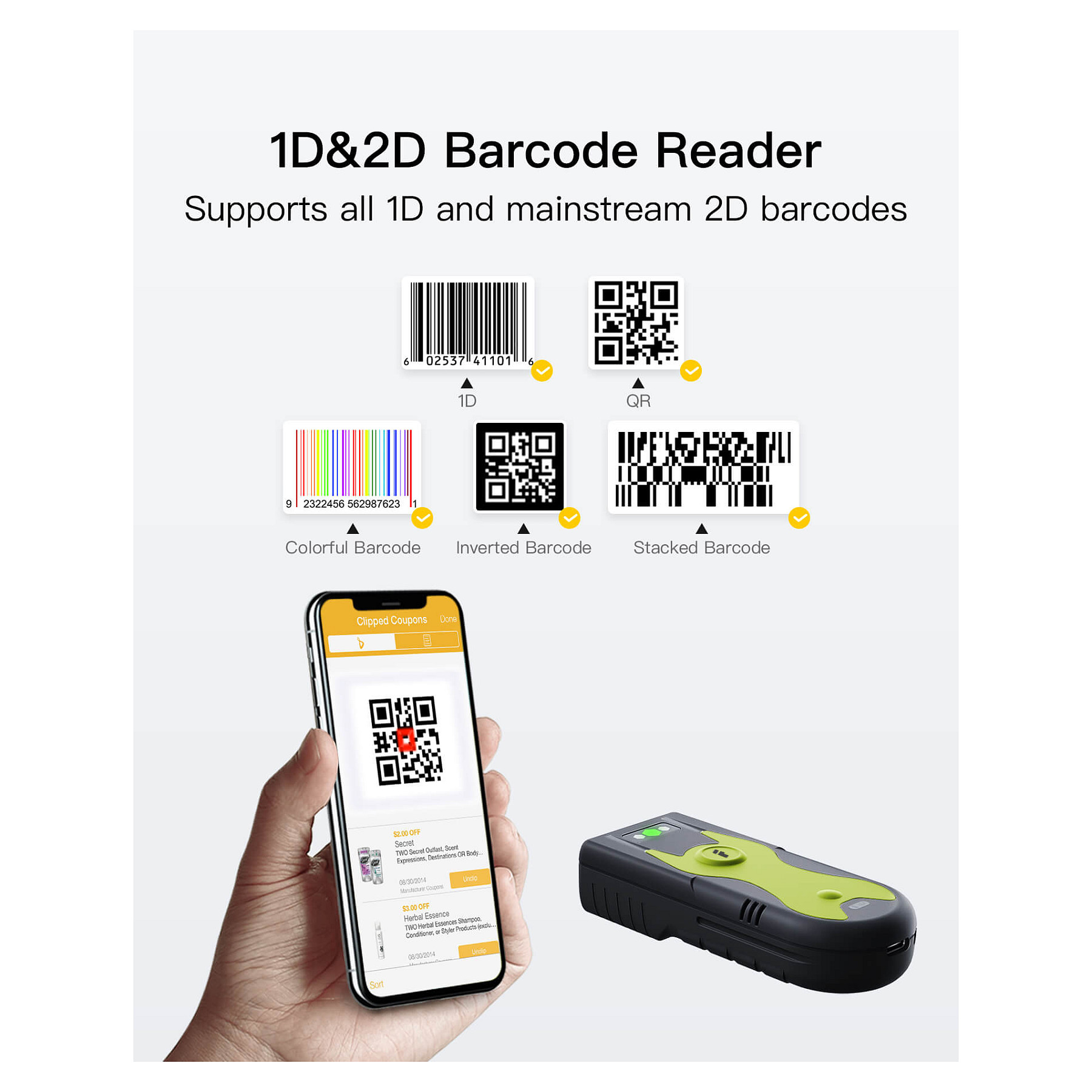 Skaner Inateck BCST-42 Barcode - Gjelbër/Zezë thumbnail 2