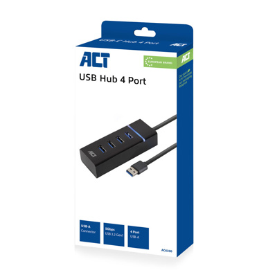 Hub USB-A ACT AC6300, 4x USB-A 3.2 Gen 1, 5 Gbps, Kabllo 50 cm, Tregues LED – Zezë 2