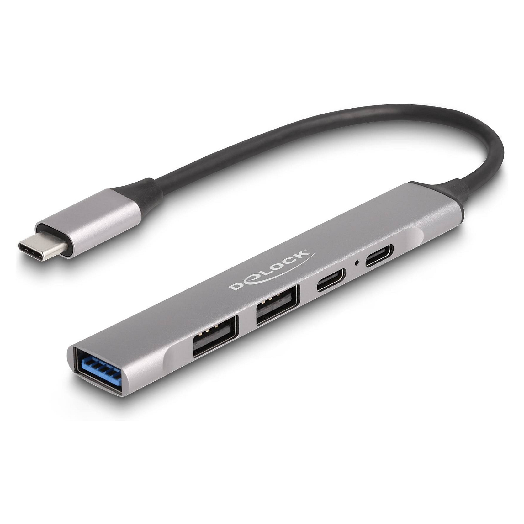 Hub USB DeLOCK 63262 / USB 5 Gbit/s / 4x USB-A / 1x USB-A Karikim / Ndërprerës / Ndriçim LED / 80 cm - Gri 9