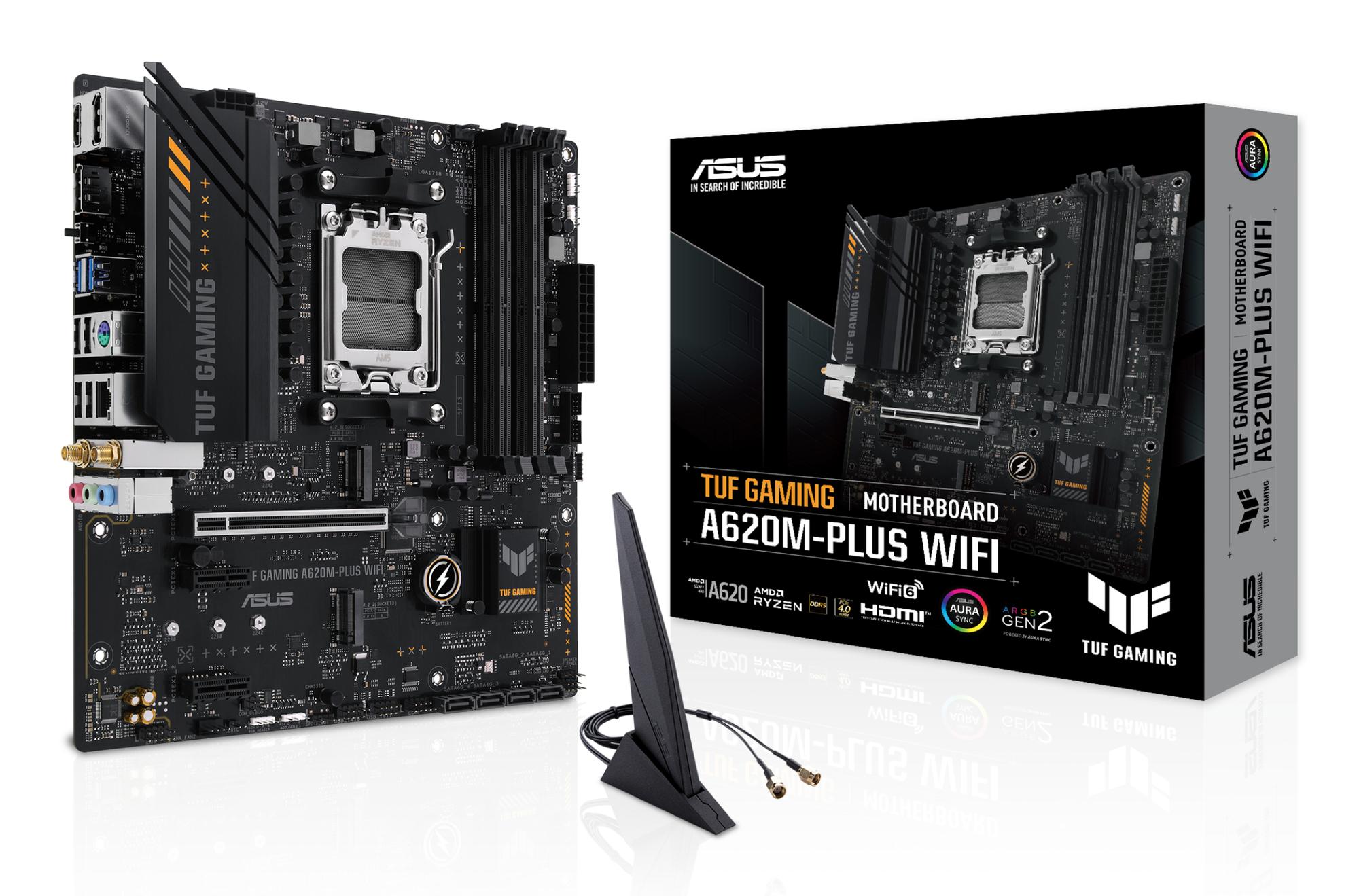Motherboard ASUS TUF GAMING A620M-PLUS WIFI, AMD A620, AM5, Micro-ATX, DDR5, Wi-Fi 6