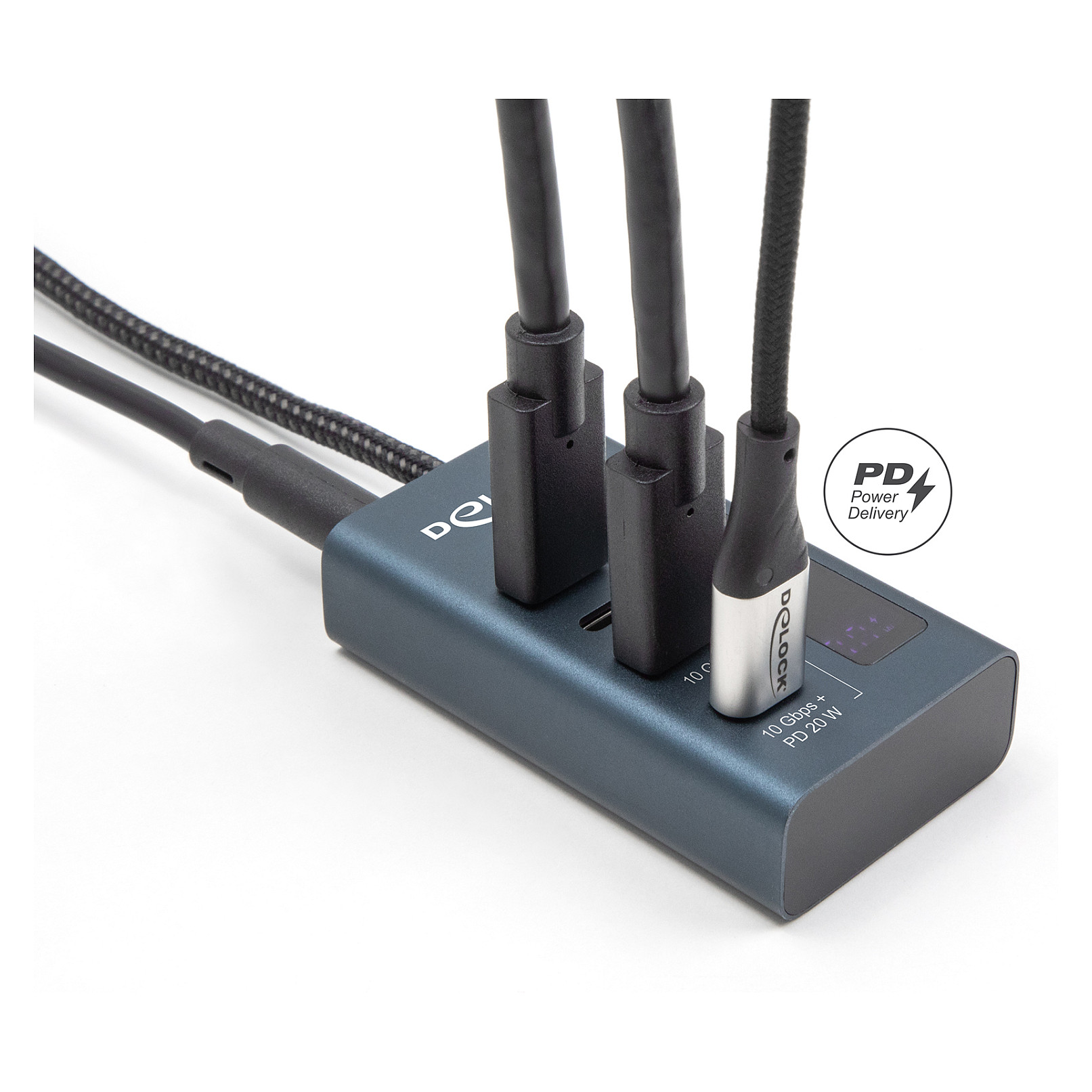 Hub USB DeLOCK 64189 / USB 10 Gbit/s / 4x USB-C / Power Delivery 20W / 0.6 m - Blu e errët 3