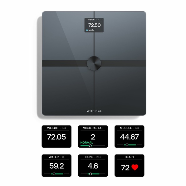 Peshore Withings Body Smart , 200kg , 50g , Bluetooth , Wi-Fi , Analizë e përbërjes trupore , Ekran LCD 2.8" - Gri 3