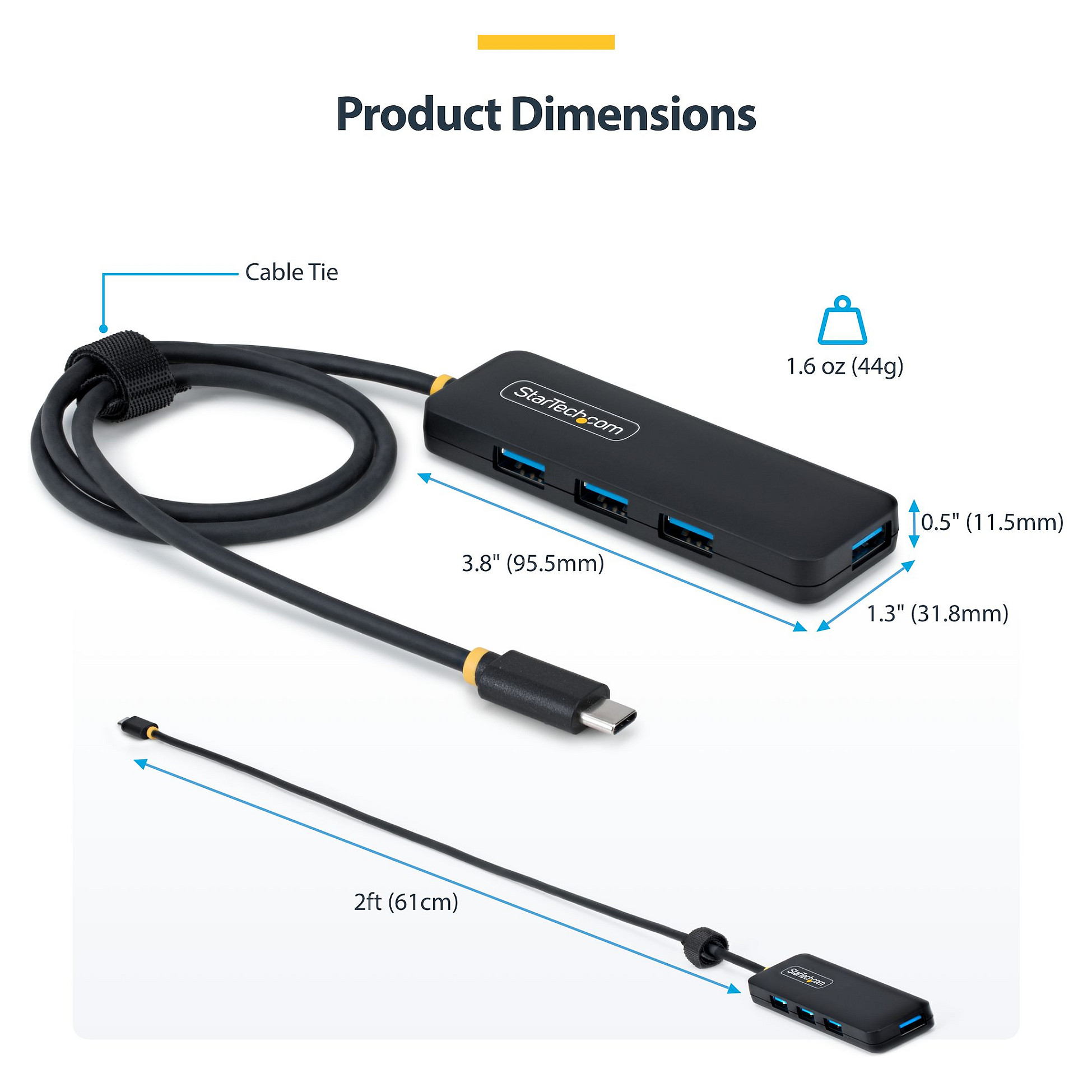 Hub StarTech 4-Port Compact USB-C to 4x USB-A thumbnail 5