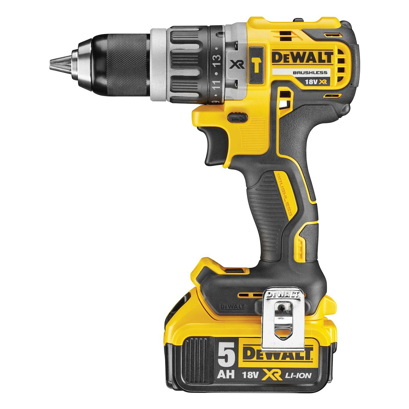 Shpuese me Goditje me Bateri DEWALT DCD796P2-QW, 18V, 70Nm, 2 Shpejtësi, 2x5.0Ah, Karikues, Valixhe TSTAK - Verdhë/Zezë