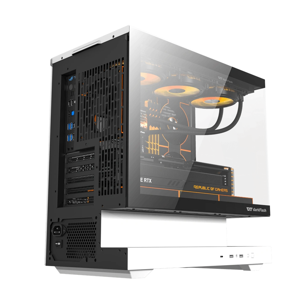 Kasë Darkflash FLOATRON F1 / M-ATX Mid-Tower / 6x120mm ARGB / USB Type-C / Xham i Temperuar / Floating Design – Bardhë 2