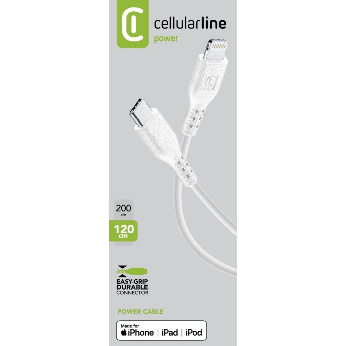 Kabllo Cellularline USB‑C in USB‑C / 2m – Bardhë