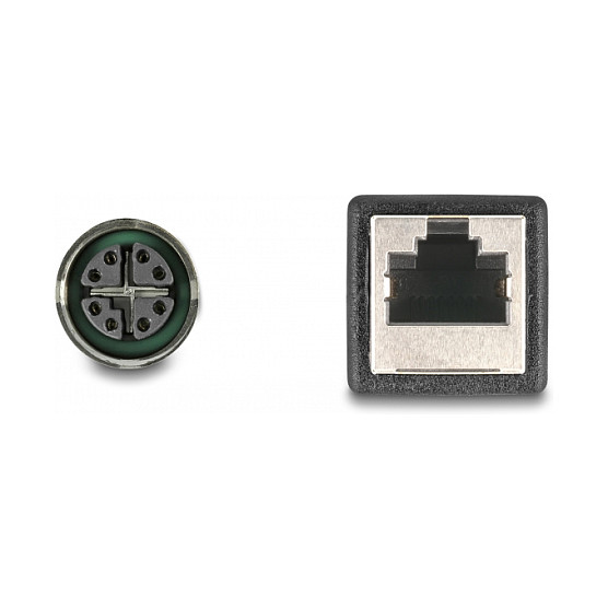 Adapter DeLOCK 60070, M12 X-coded 8-pin femër në RJ-45 femër, Cat6A, S/FTP, 0.5 m - Zezë 3