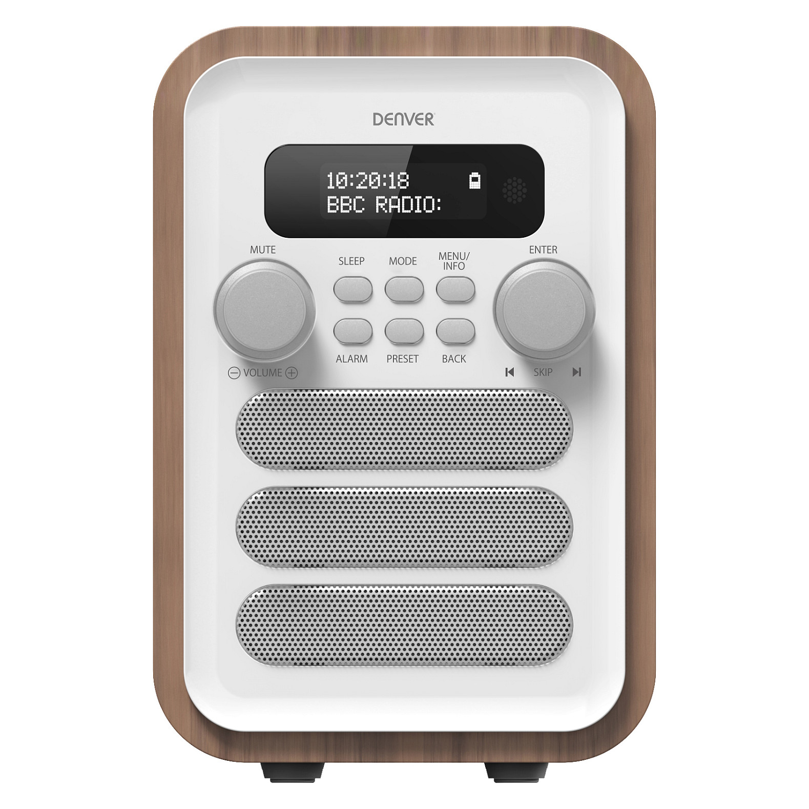 Radio Denver DAB-48, DAB+, FM, 2.5W, Jack 3.5 mm - Bardhë dhe Dru 2