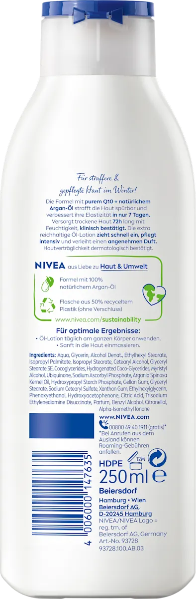 Locion për Trup NIVEA Öl-Lotion Q10 Straffend + Extra Reichhaltig / Q10 / Vaj Argani / Hidratim 48H / 250 ml 2