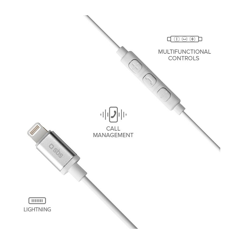Kufje me kabllo SBS TEINEARLIGHTW / In-Ear Stereo / Lightning / Mikrofon / 1.2 m – Bardhë 5