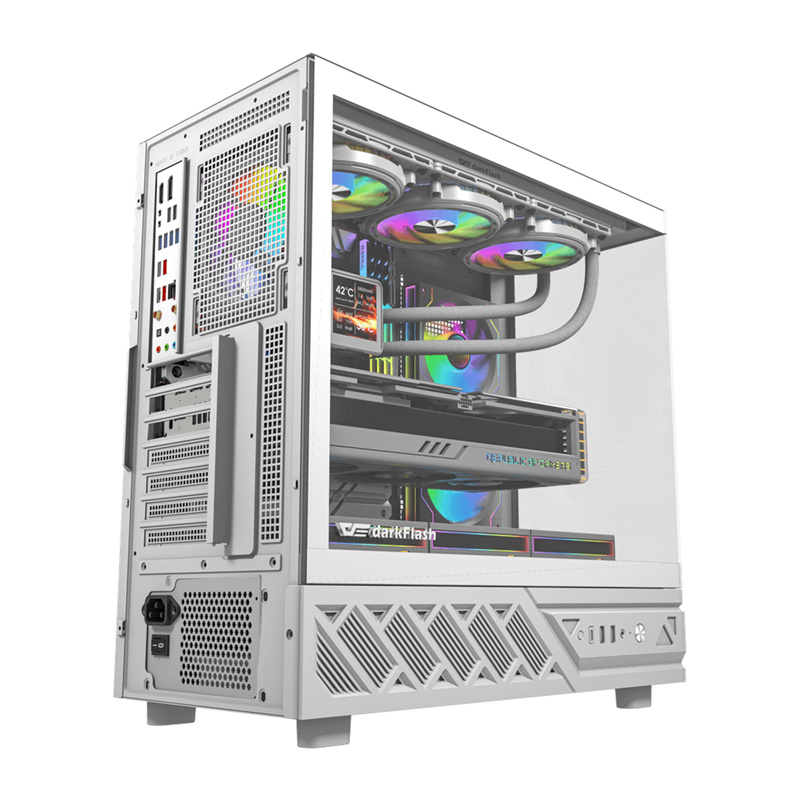 Kasë DarkFlash DS950V / ATX Mid-Tower / Display IPS 6" / 6x120mm ARGB / USB Type-C / Panoramic 270° – Bardhë 2