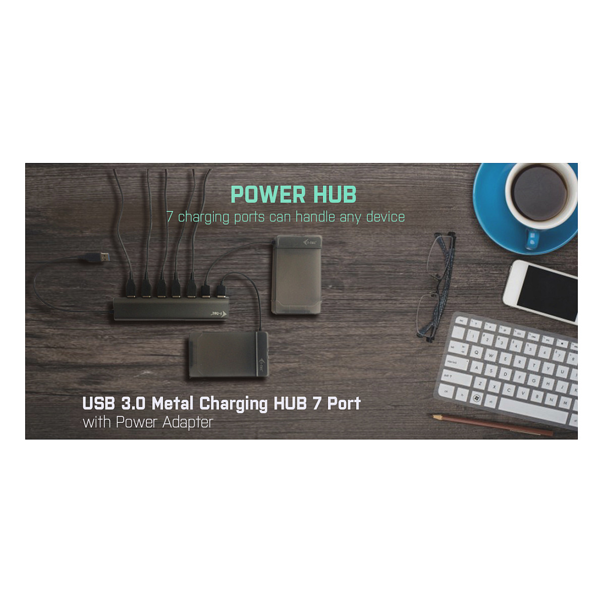Hub USB i-tec U3HUB778 / 7-Port / USB 3.2 Gen 1 / 5Gbps / Metal / External Power - Argjend 7