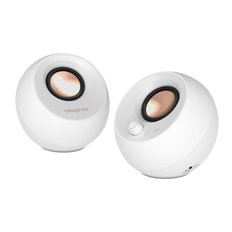 Altoparlant Creative Pebble Pro / 2.0 / 10W RMS / USB-C / Bluetooth / RGB - Bardhë