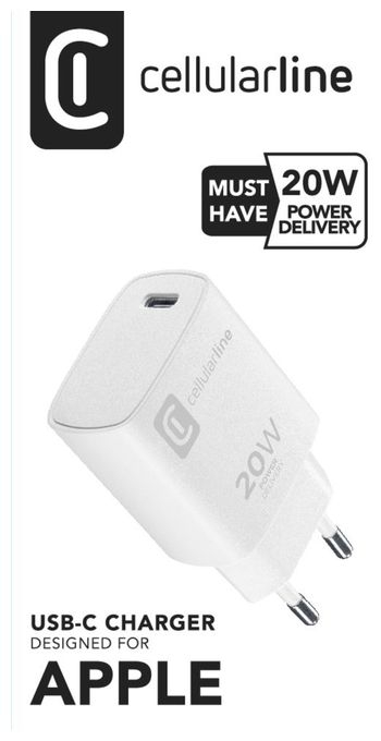 Adapter Cellularline USB‑C / Apple / 20W – Bardhë