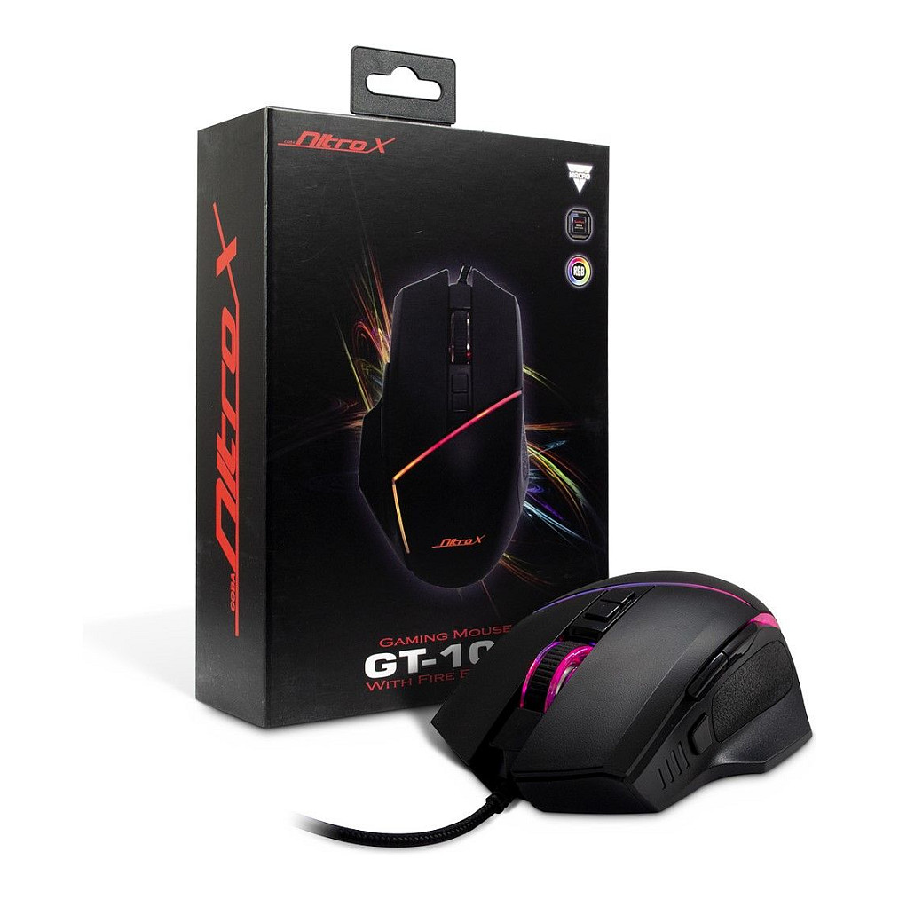 Maus Gaming me Kabllo Inter-Tech Nitrox GT-100 RGB / 200-6400 DPI / 7 Butona / 1000 Hz / USB 2.0 / 135 g – Zezë 6