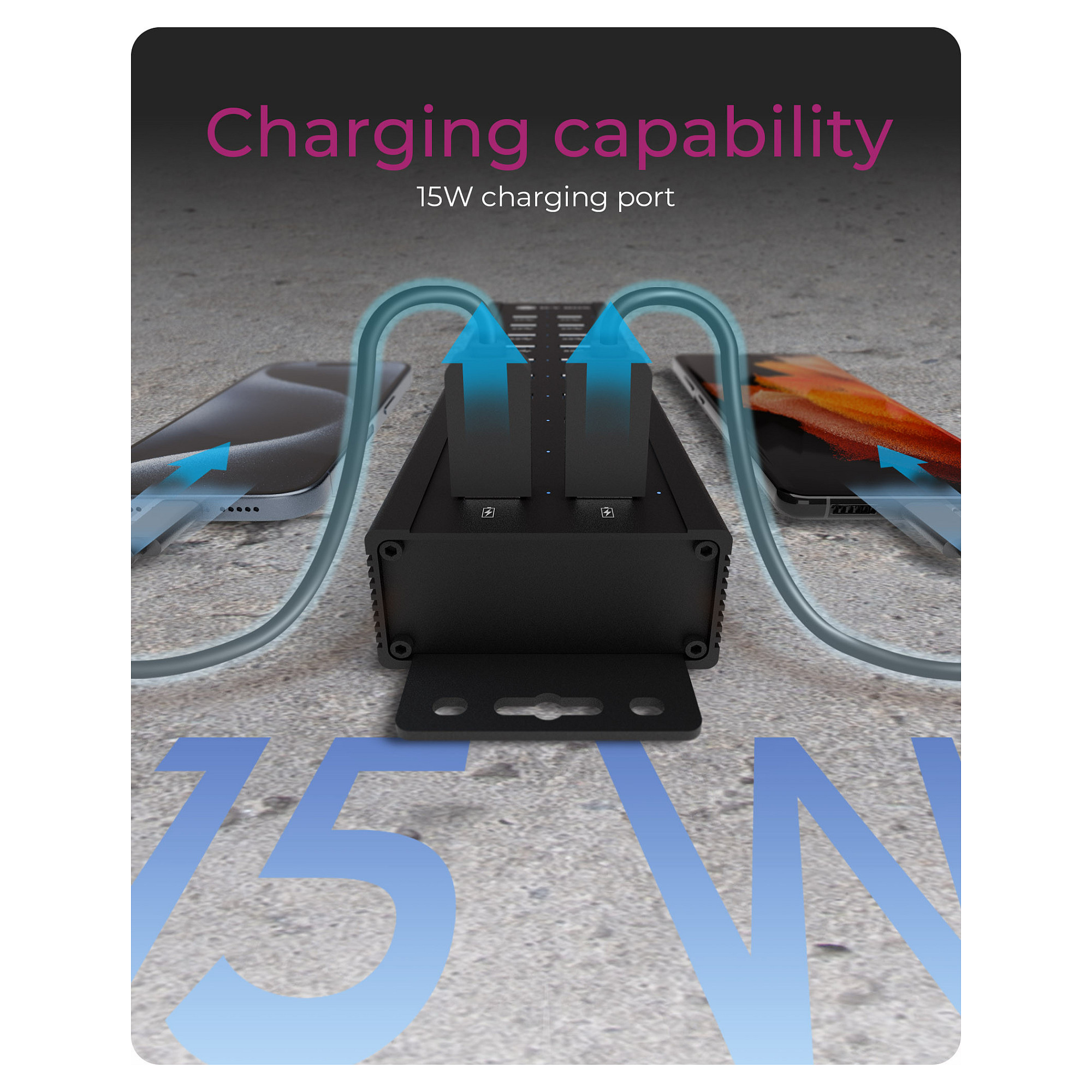 Hub ICY BOX IB-HUB1720-U3, 18x USB-A 3.2 Gen 1, 2x USB-A për karikim, 5Gbps, 15W, USB-B - Zezë 2